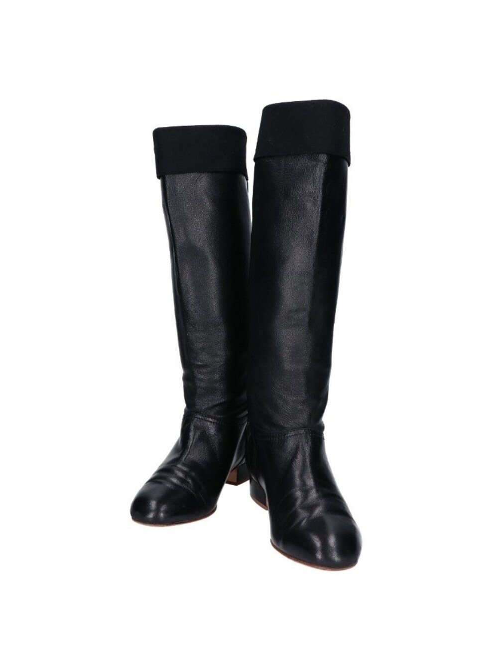 Chanel CC Logo Leather Long Boots